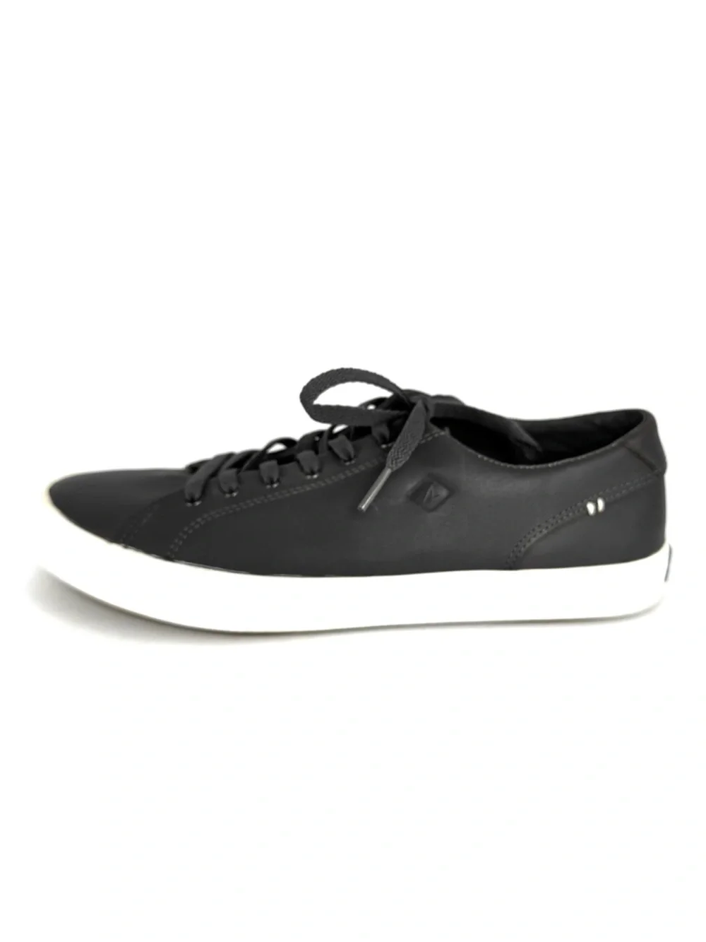 Sperry Men's Black Low-Top Lace-Up Sneakers with White Sole